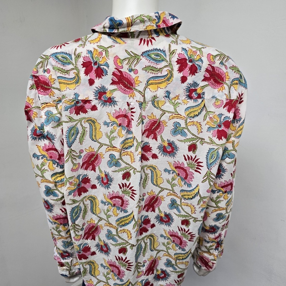 Mary Marshmallow India Floral Shirt Size M Relaxed Button Down Long Sleeve Boho - Picture 6 of 9